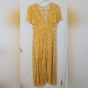 Forever 21 Yellow Mustard Aztec Print Maxi Dress